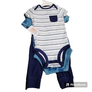 Just One You By Carter's 3 Piece Boy's Onesies And Pants Set, Size 6 Mos NWT